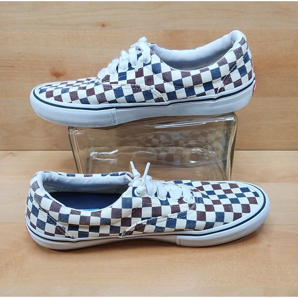 Vans Era Pro Multi Checkered Blue Brown Mens 11.5